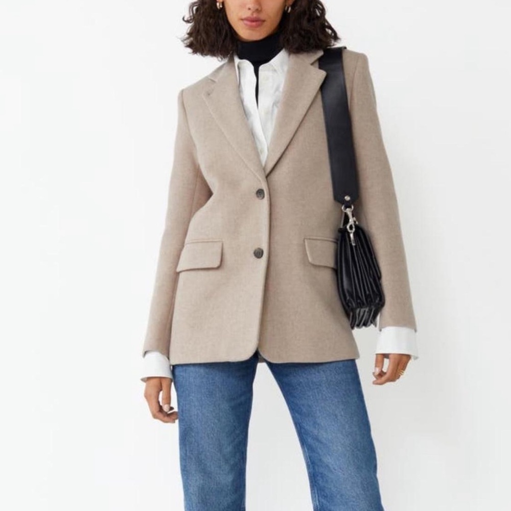 NWT & OTHER STORIES MANTECO WOOL TAUPE BEIGE  BLAZER US4